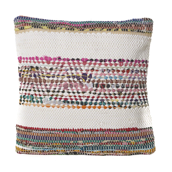 Dover Multi Cotton Chindi and Recyled Cotton Fabric Pillow
