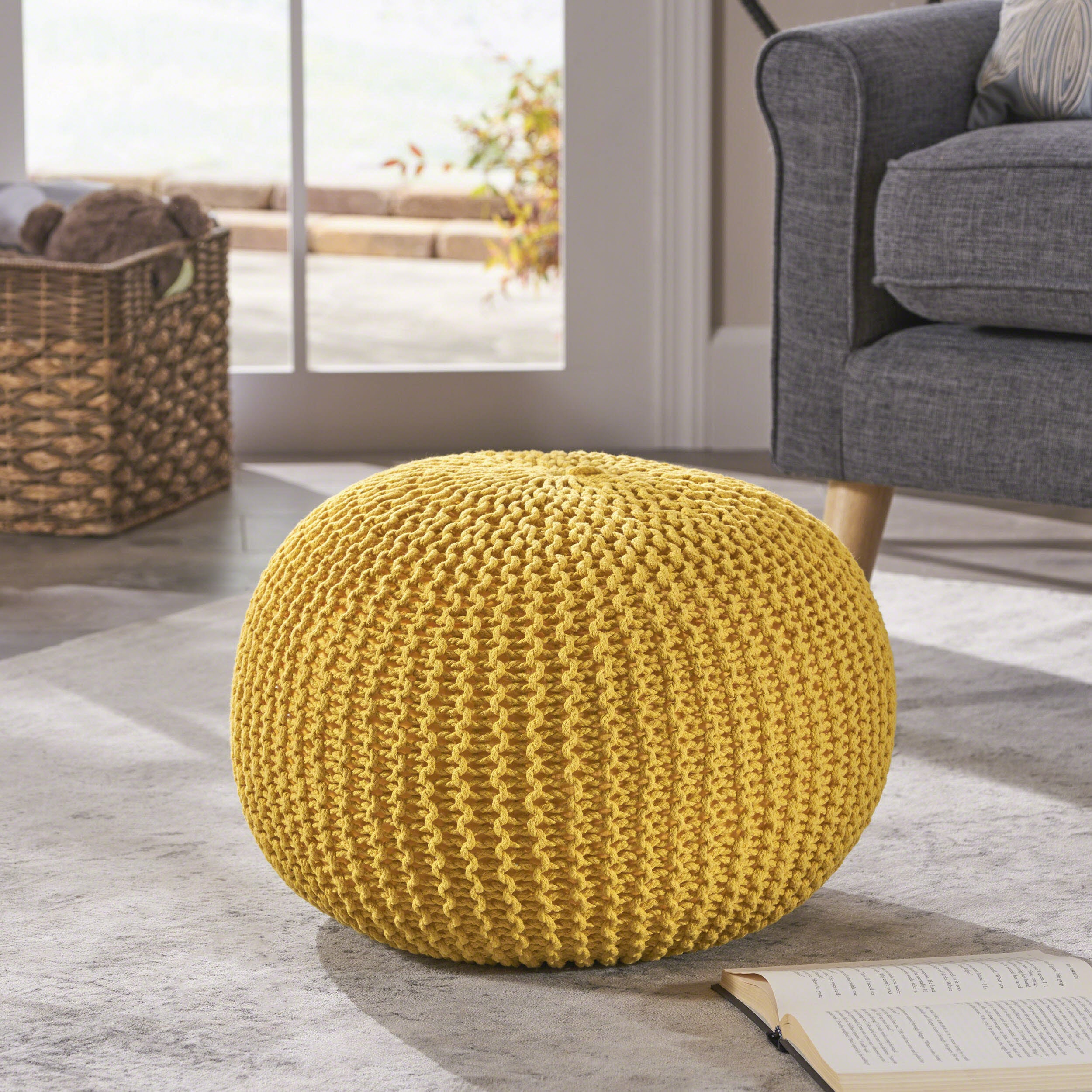 Abena Knitted Cotton Pouf