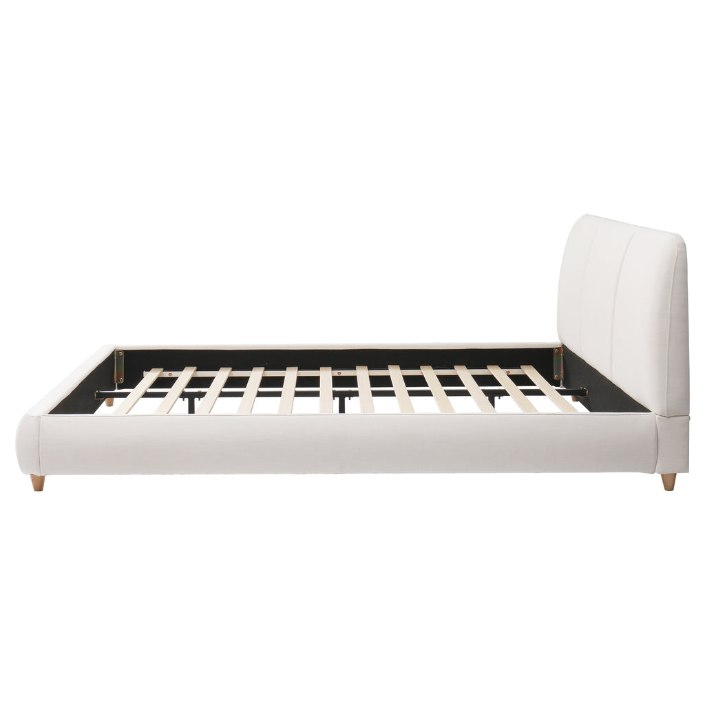 Christopher Knight Home Cotton Linen Upholstered Platform Bed with Solid Wood Legs & Metal Support Frame