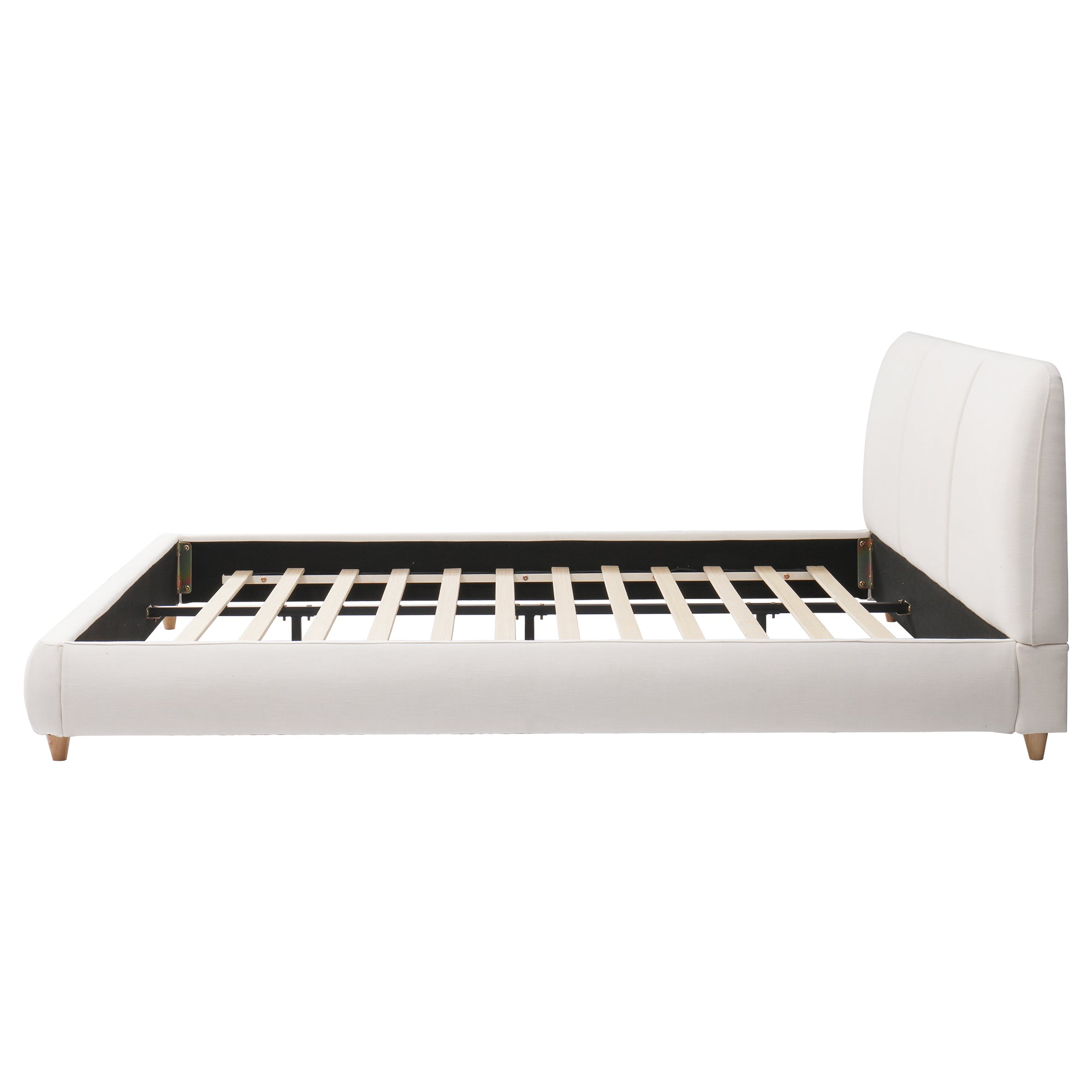 Christopher Knight Home Cotton Linen Upholstered Platform Bed with Solid Wood Legs & Metal Support Frame