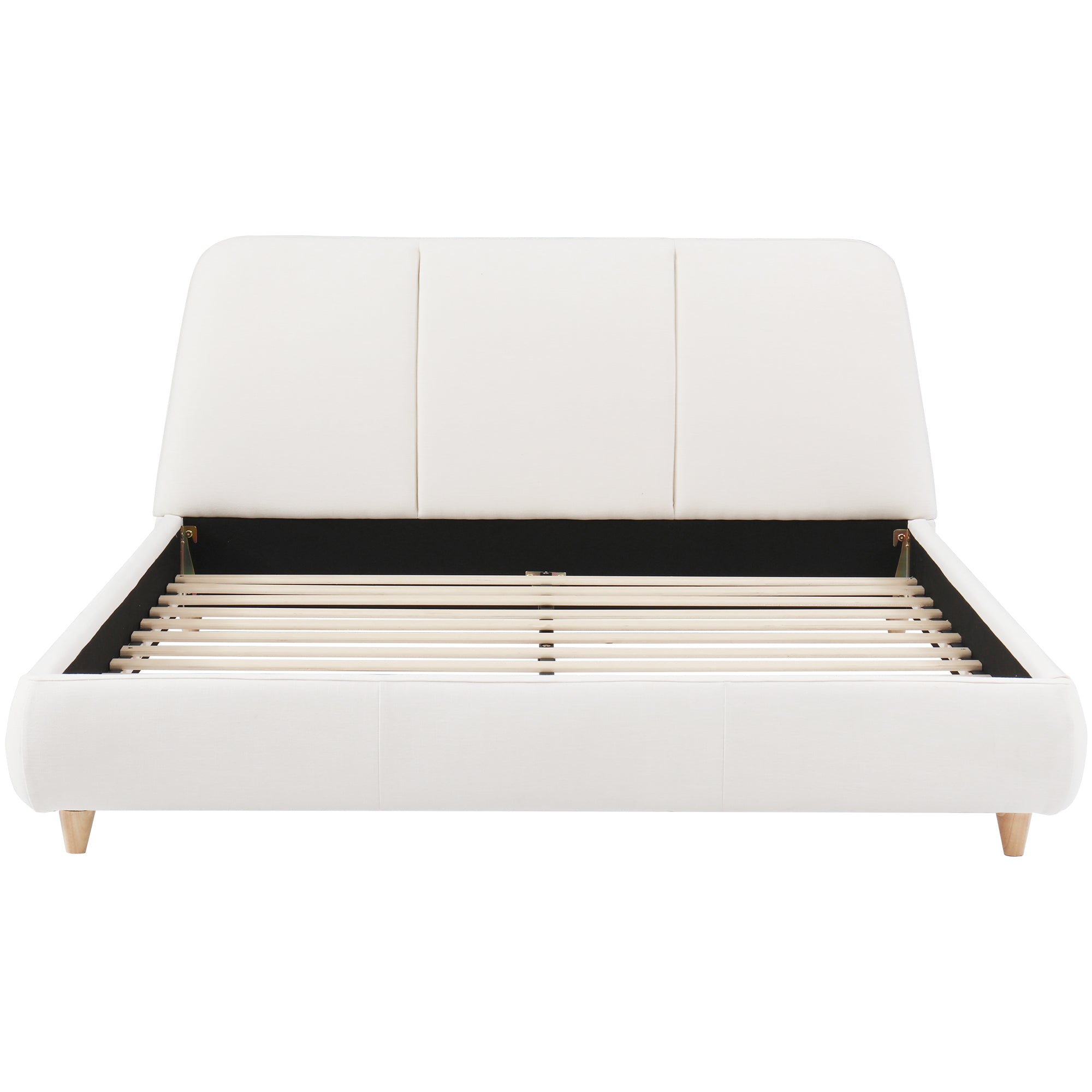 Christopher Knight Home Cotton Linen Upholstered Platform Bed with Solid Wood Legs & Metal Support Frame