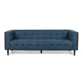 Stylish Mid-Century Modern Three-Seater Sofa with Button-Tufted Waffle Stitch