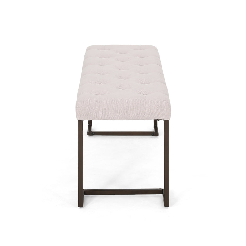 Christopher Knight Home Modern Tufted Upholstered Ottoman Bench with Metal Legs