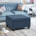 Tufted Square Storage Ottoman with Soft-Closing Hinges & Upholstered Lid