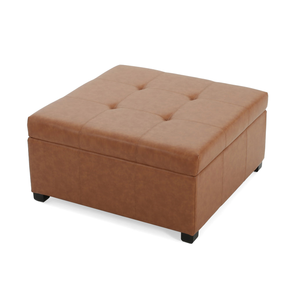 Christopher Knight Home Tufted Storage Ottoman Bench with Lift-Top & Birch Wood Legs – Entryway & Bedroom Seating