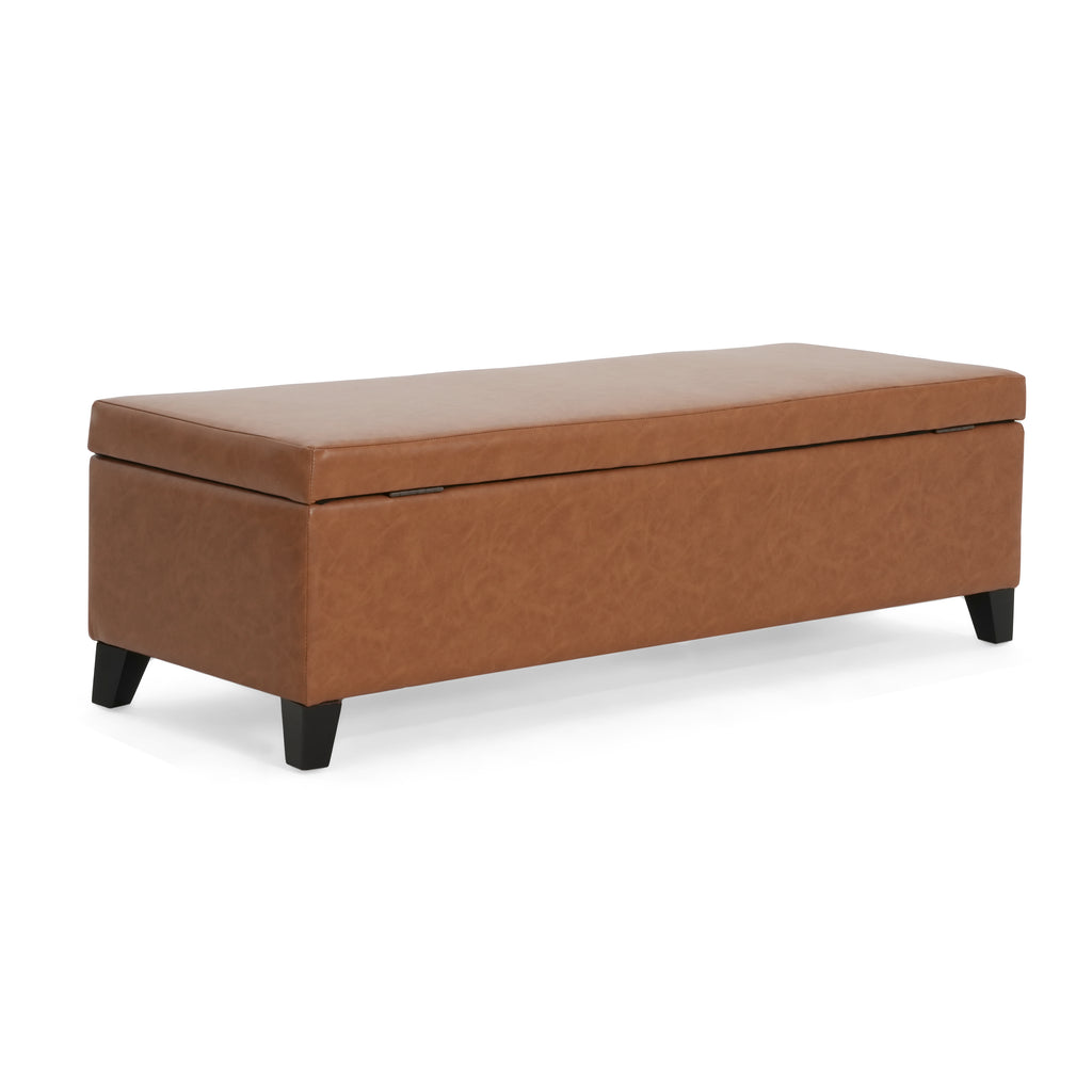 Christopher Knight Home Faux Leather Lift-Top Storage Ottoman Bench – Modern Rectangle Coffee Table & Seating