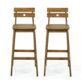 GDFStudio Ismay Outdoor Acacia Wood 30 Inch Barstools (Set of 2), Teak