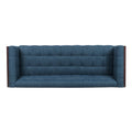 Stylish Mid-Century Modern Three-Seater Sofa with Button-Tufted Waffle Stitch