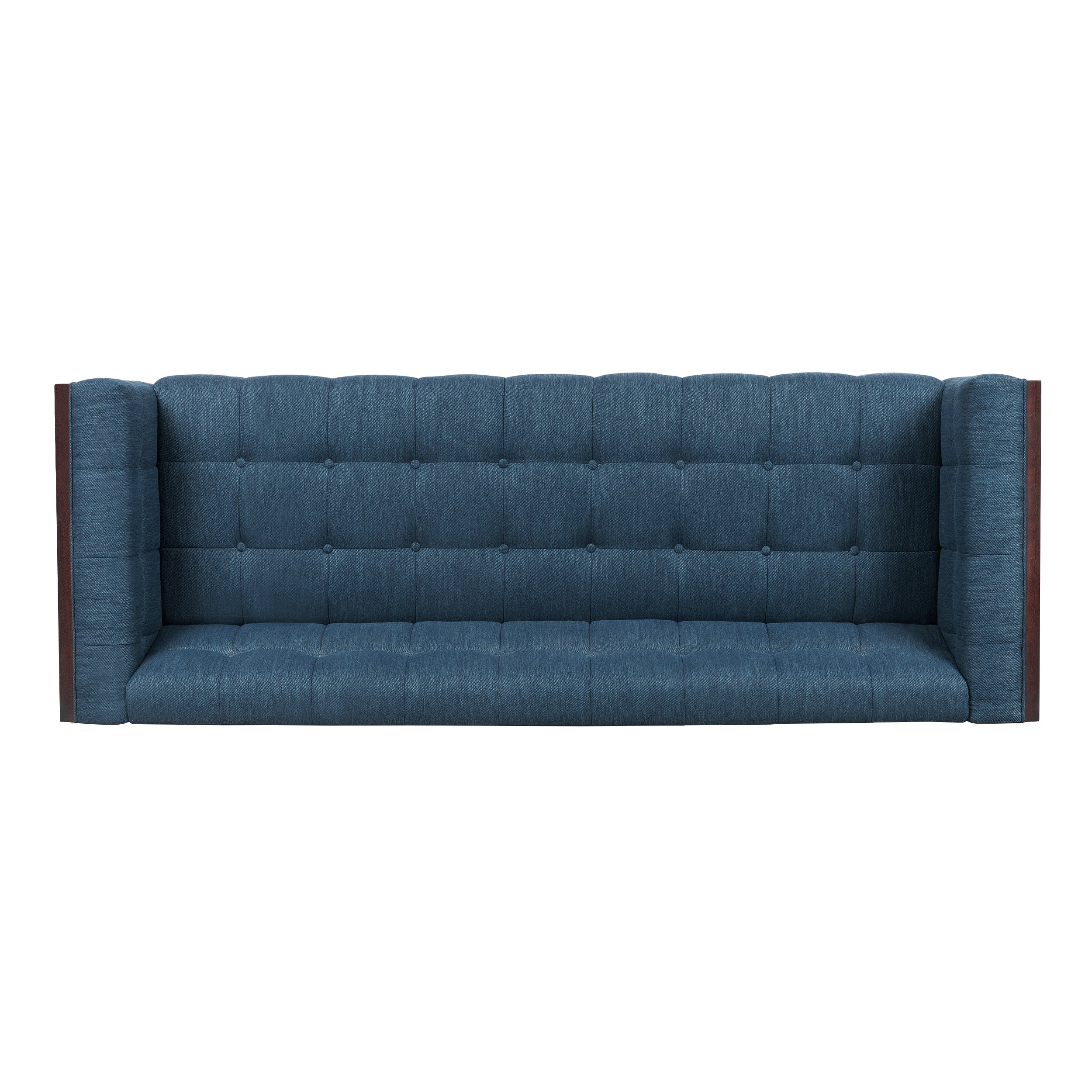 Stylish Mid-Century Modern Three-Seater Sofa with Button-Tufted Waffle Stitch