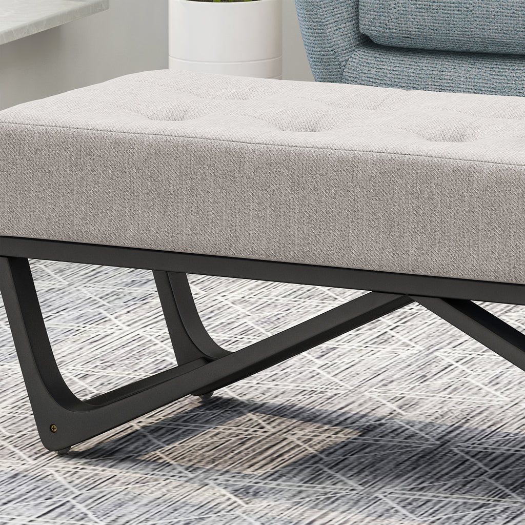 Christopher Knight Home Modern Upholstered Ottoman Bench with Tufted Waffle Stitch & Bentwood Base