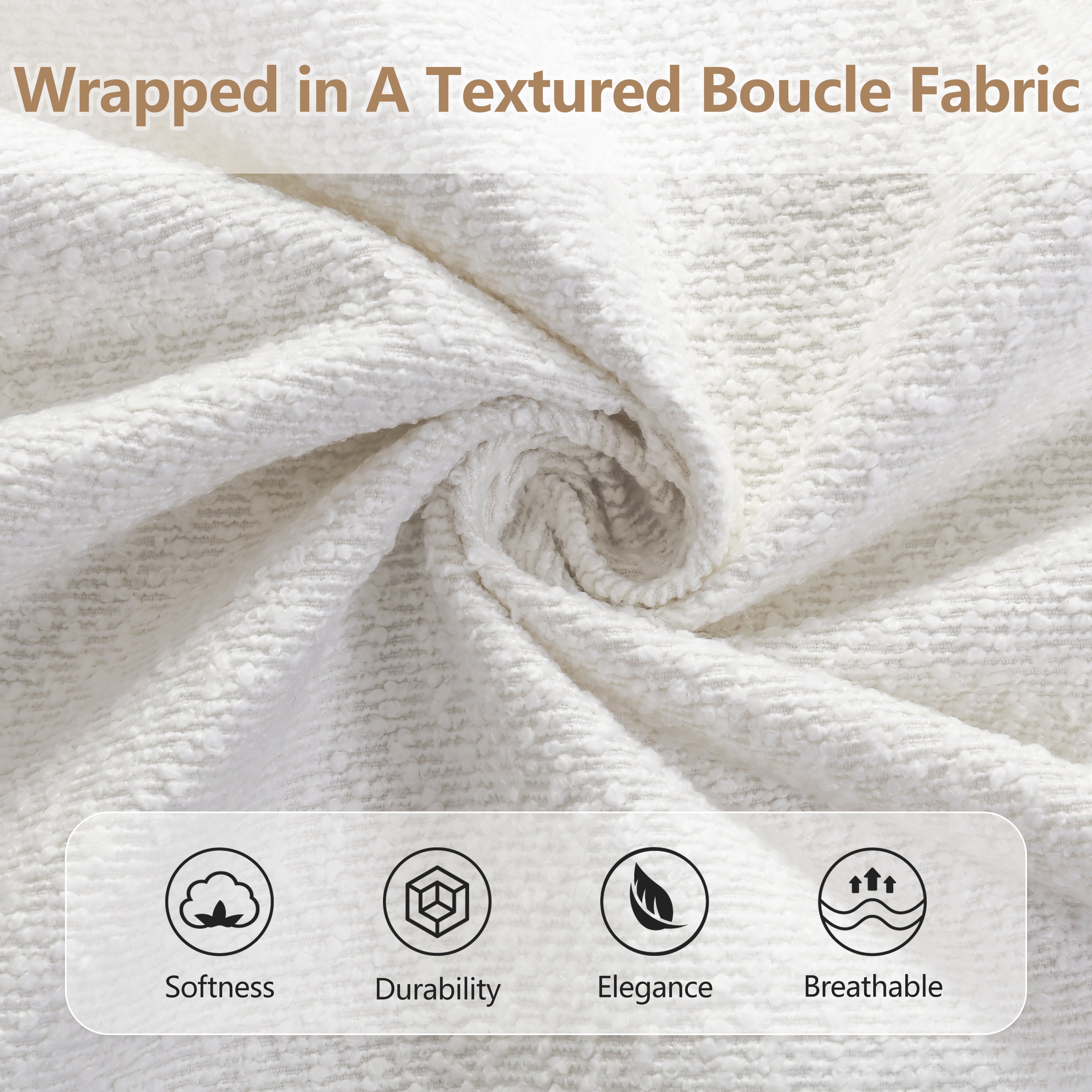 Christopher Knight Home Modern Boucle Upholstered Platform Bed with Solid Wood Base & Wingback Headboard