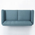 Mid-Century Modern Loveseat with Button-Tufted Waffle Stitch & Tapered Wood Legs – Compact Small-Space Sofa