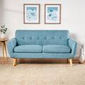 Mid-Century Modern Loveseat with Button-Tufted Waffle Stitch & Tapered Wood Legs – Compact Small-Space Sofa