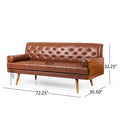 Mid-Century Modern Sofa with Button Tufting & Gold-Tipped Rubberwood Legs – Fabric Upholstered Living Room Couch
