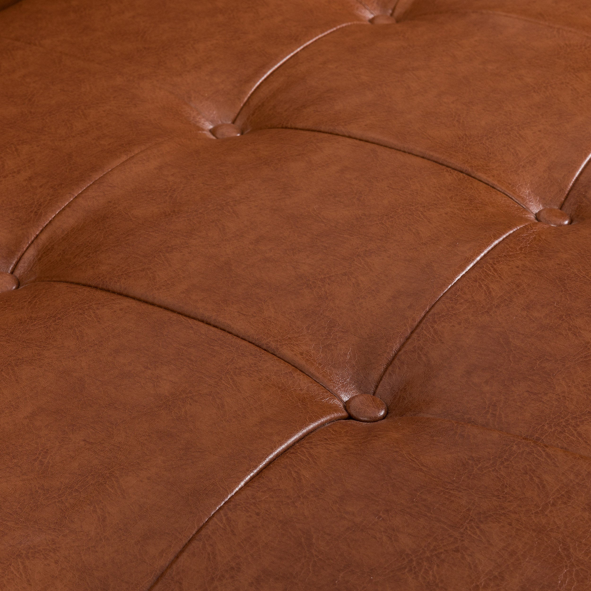 Mid-Century Modern Sofa with Button Tufting & Gold-Tipped Rubberwood Legs – Fabric Upholstered Living Room Couch