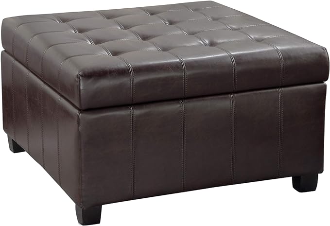 Tufted Square Storage Ottoman with Soft-Closing Hinges & Upholstered Lid