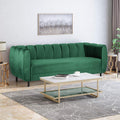 Modern Glam Velvet Sofa with Channel Stitching & Birch Wood Legs – Luxury Upholstered Living Room Couch