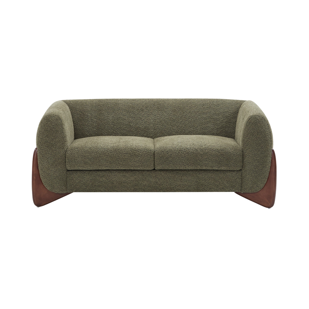 Christopher Knight Home Modern Boucle Upholstered 2-Seater Sofa with Birch Wood Legs