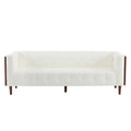 Christopher Knight Home Mid-Century Modern 3-Seater Sofa with Button-Tufted Waffle Stitch & Solid Wood Frame