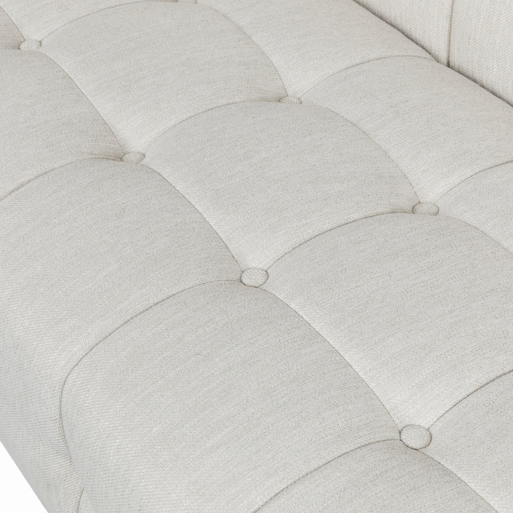 Stylish Mid-Century Modern Three-Seater Sofa with Button-Tufted Waffle Stitch
