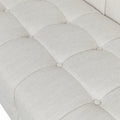 Stylish Mid-Century Modern Three-Seater Sofa with Button-Tufted Waffle Stitch