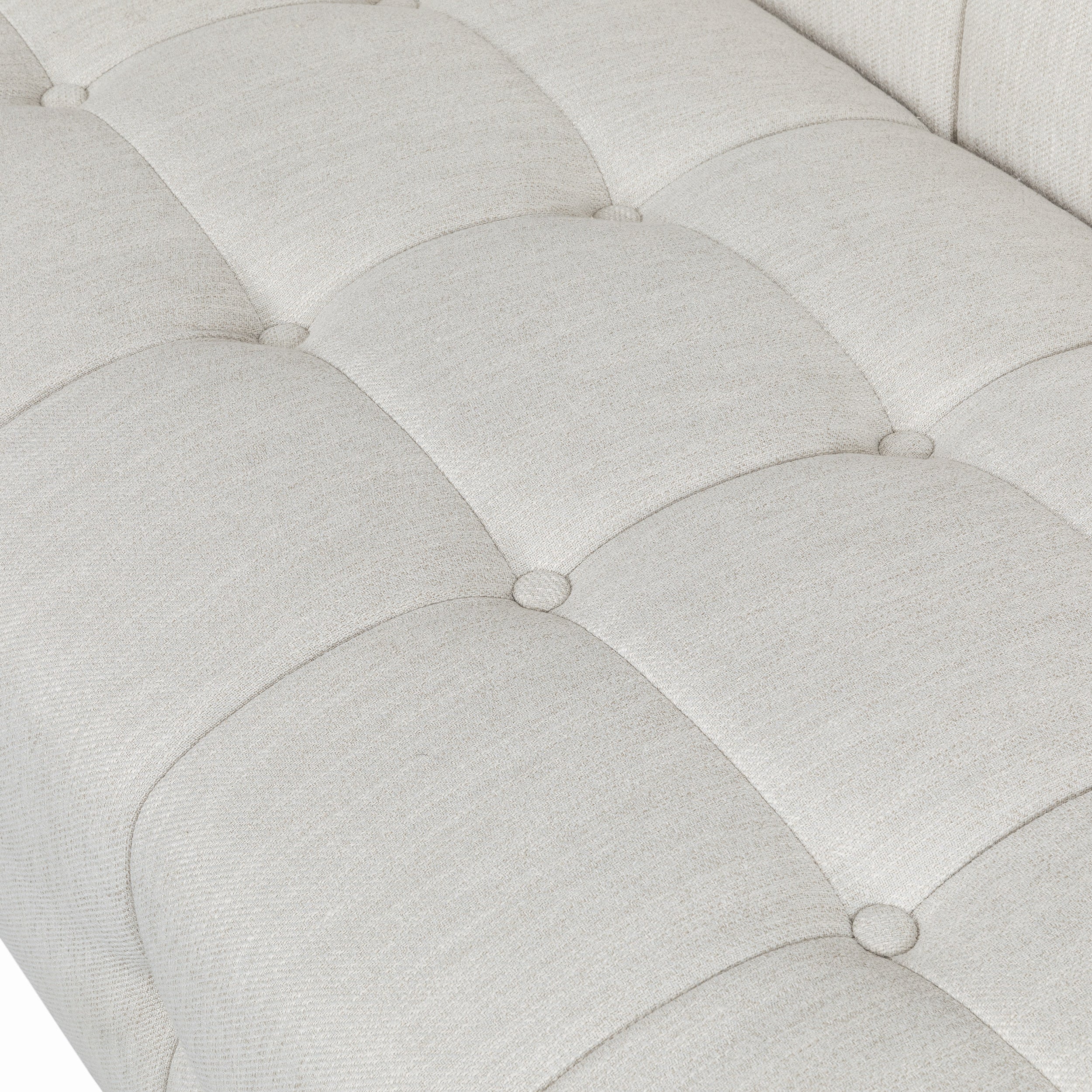 Stylish Mid-Century Modern Three-Seater Sofa with Button-Tufted Waffle Stitch
