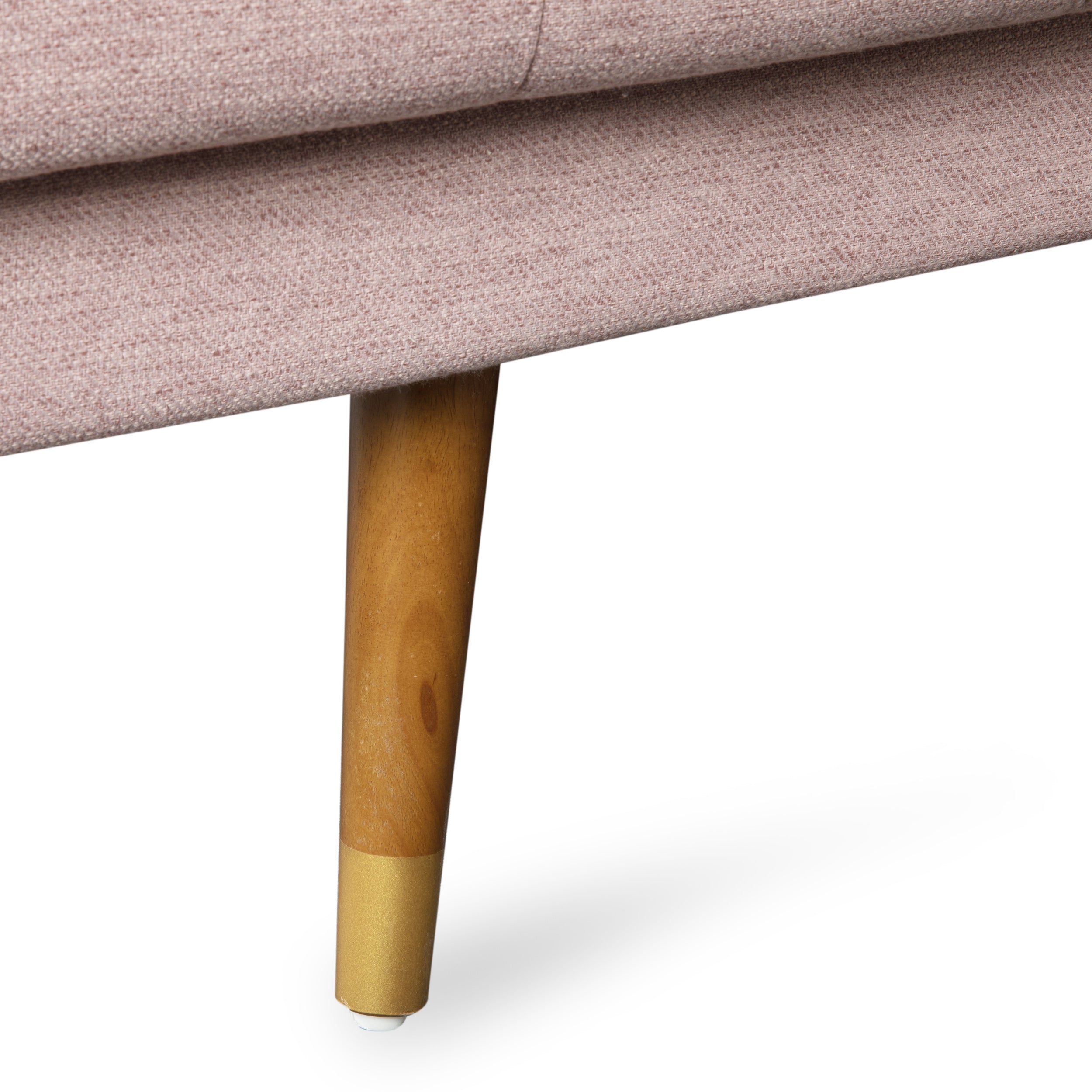 Christopher Knight Home Mid-Century Modern Tufted Fabric Sofa with Gold-Tipped Rubberwood Legs, Blush
