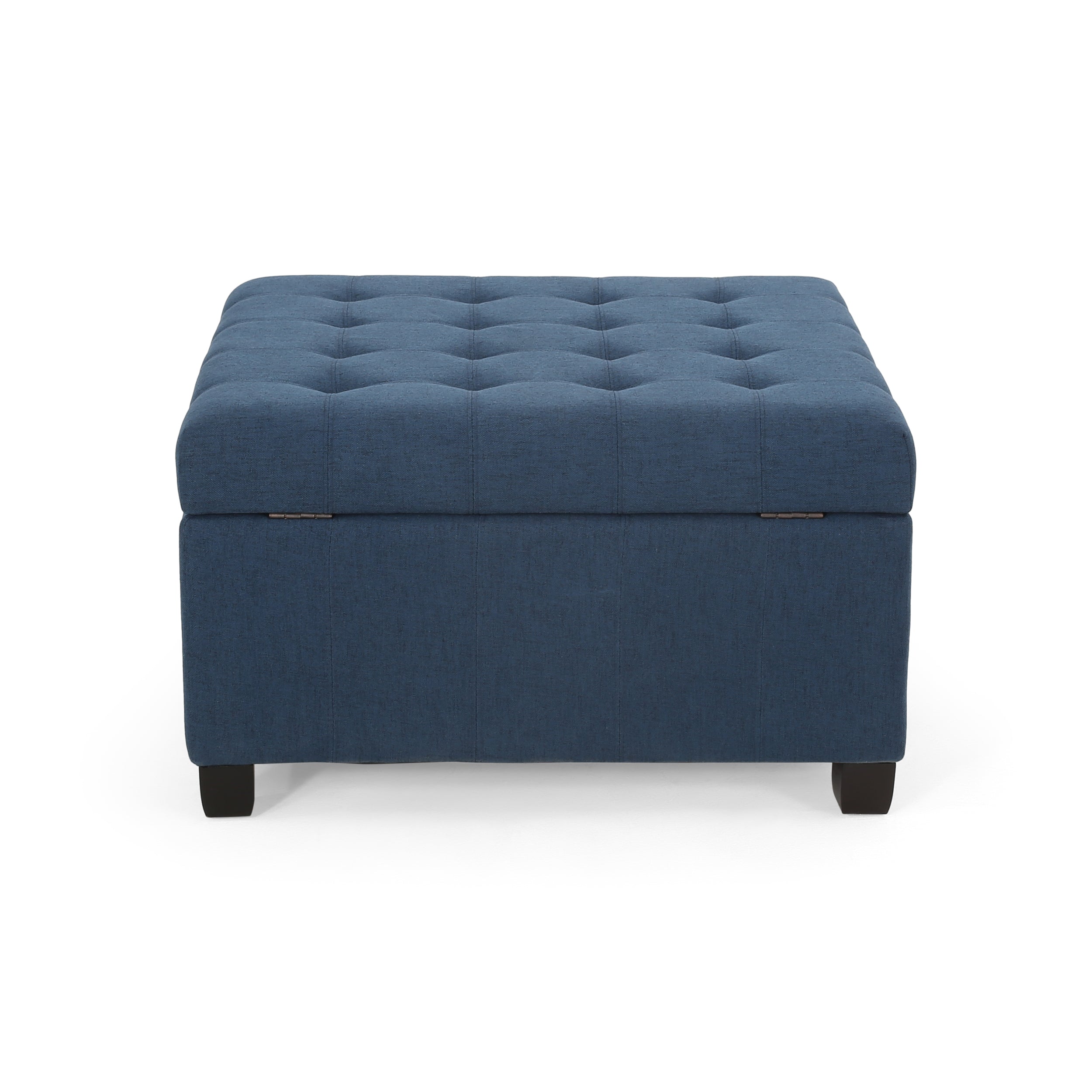 Tufted Square Storage Ottoman with Soft-Closing Hinges & Upholstered Lid