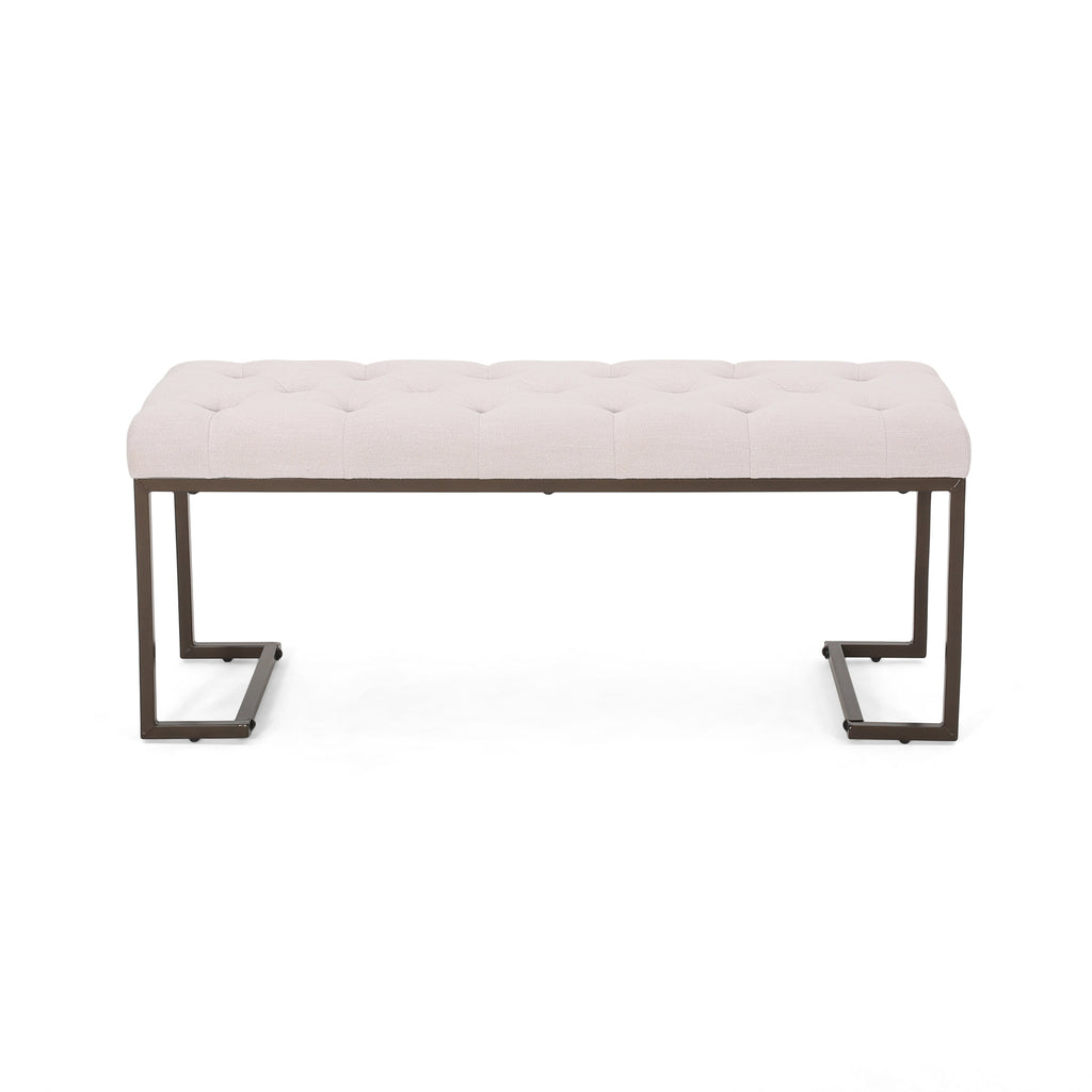 Christopher Knight Home Modern Tufted Upholstered Ottoman Bench with Metal Legs