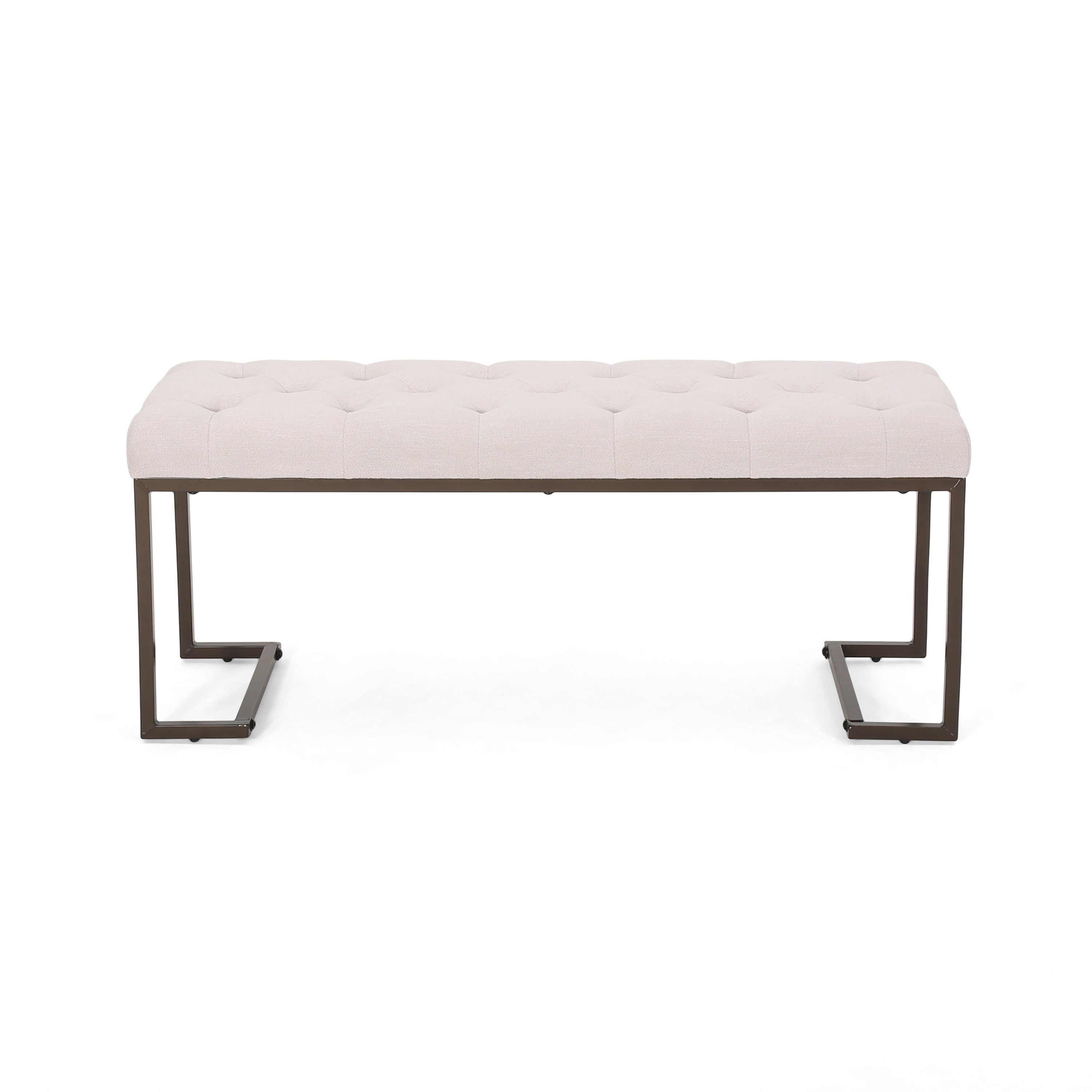 Christopher Knight Home Modern Tufted Upholstered Ottoman Bench with Metal Legs