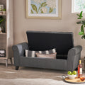 Contemporary Storage Ottoman Bench – Button-Tufted Diamond Stitch, Rolled Arms & Hidden Storage, 50” W