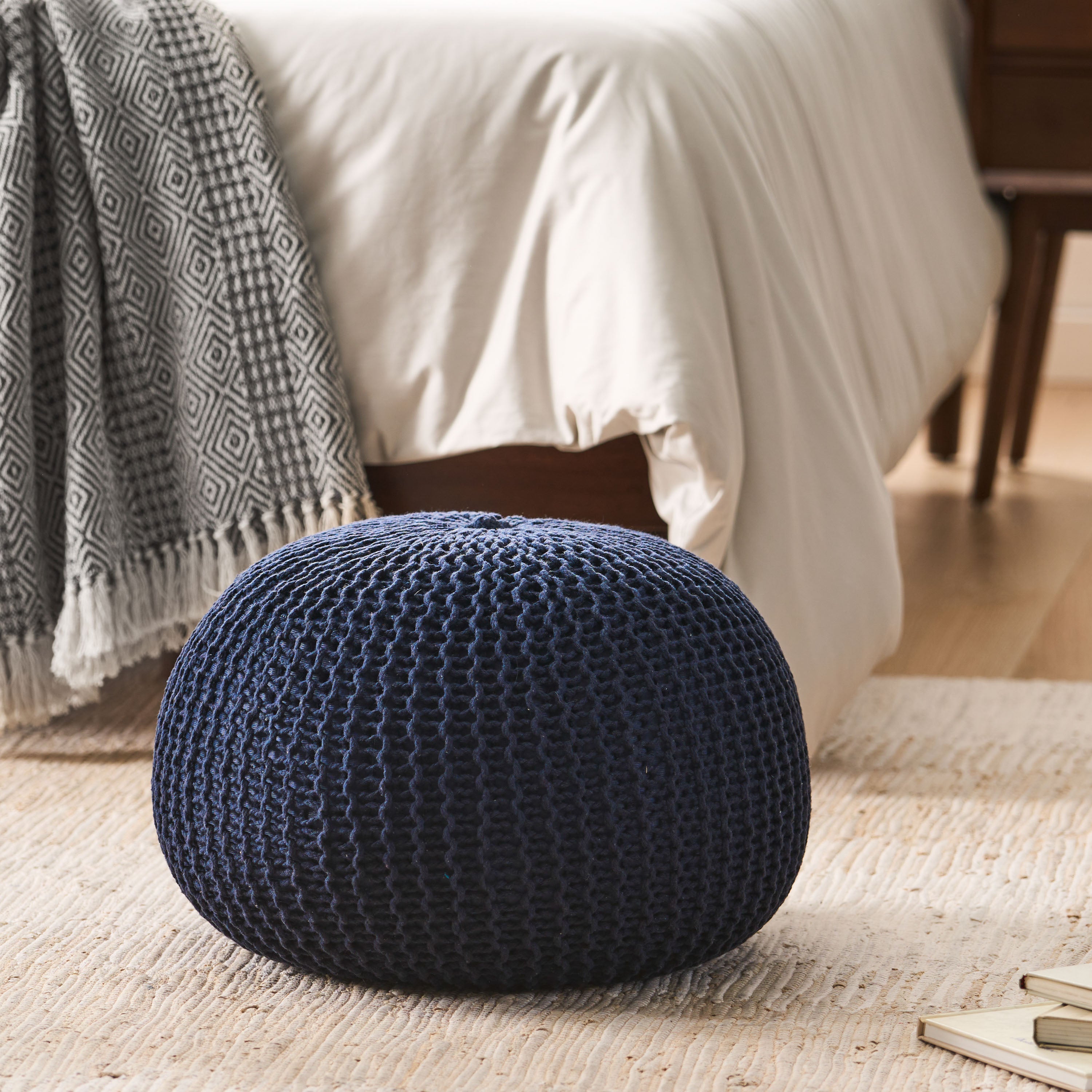 Abena Knitted Cotton Pouf