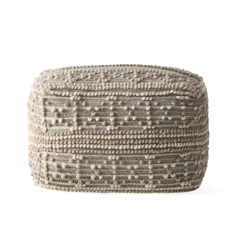 Ishara Contemporary Wool and Cotton Pouf Ottoman