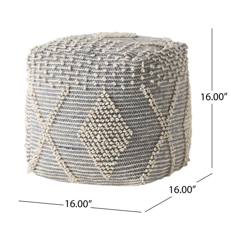 Dereka Contemporary Handcrafted Faux Yarn Pouf