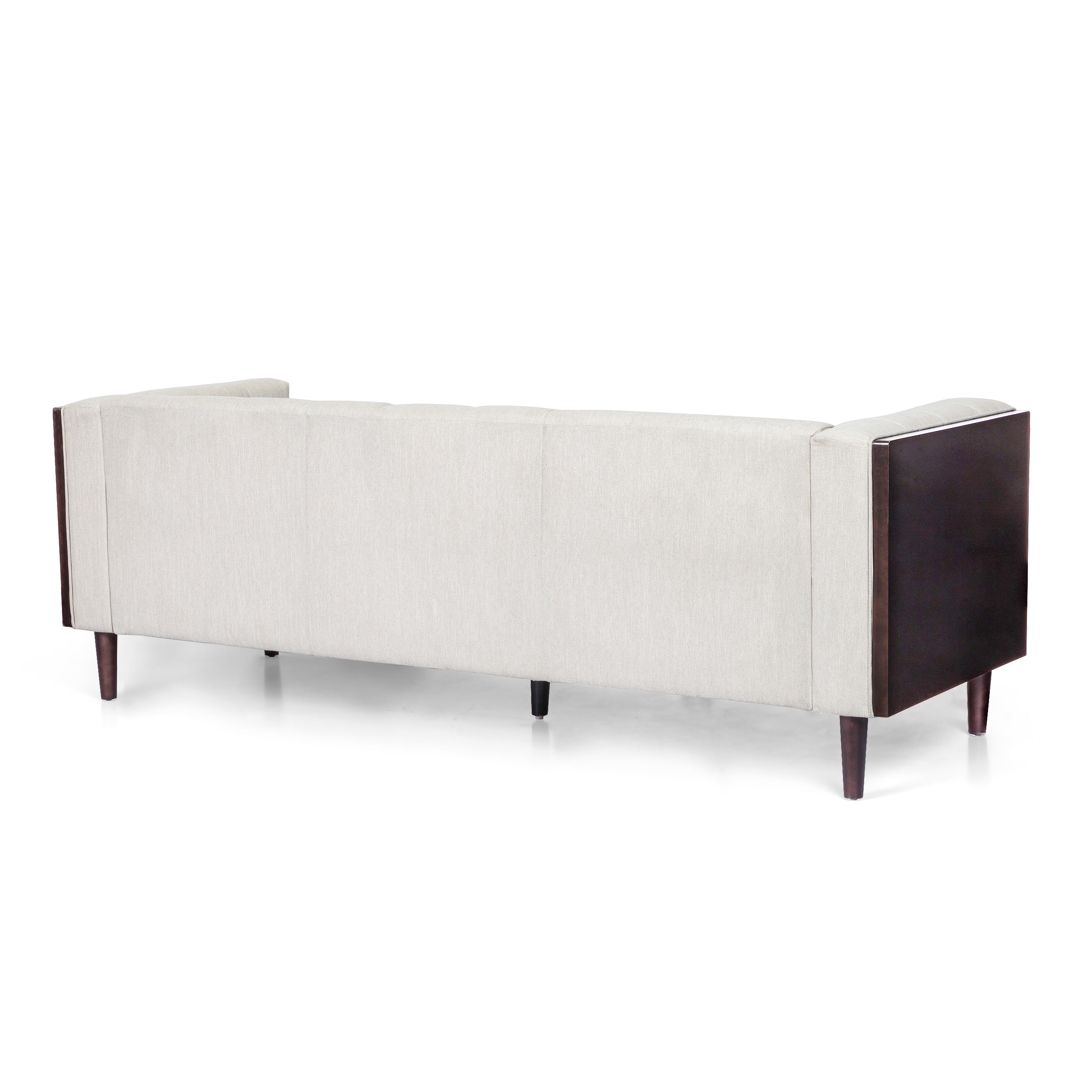 Stylish Mid-Century Modern Three-Seater Sofa with Button-Tufted Waffle Stitch