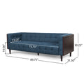 Stylish Mid-Century Modern Three-Seater Sofa with Button-Tufted Waffle Stitch