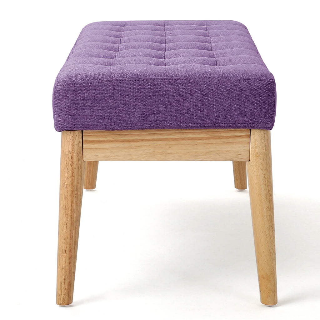 Christopher Knight Home Mid-Century Modern Tufted Upholstered Bench with Birch Wood Legs