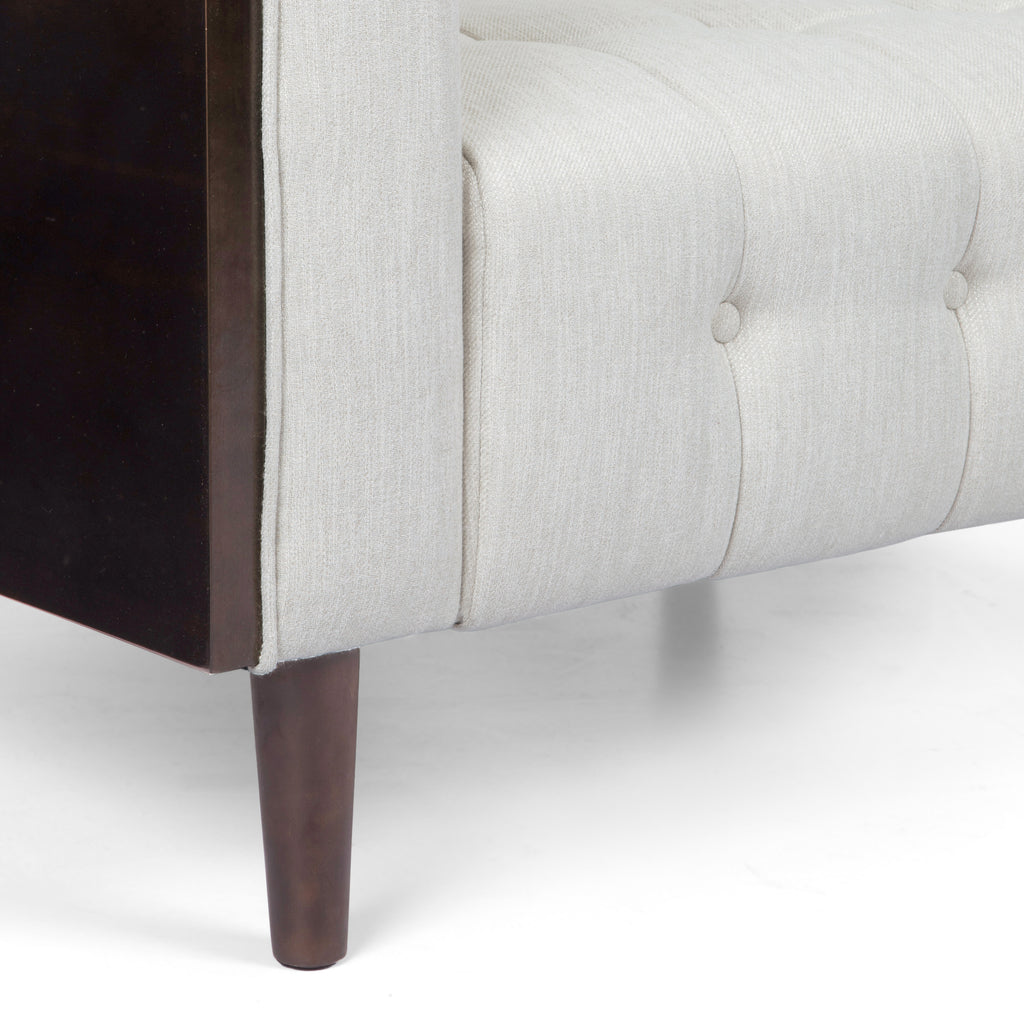 Stylish Mid-Century Modern Three-Seater Sofa with Button-Tufted Waffle Stitch