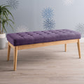 Christopher Knight Home Mid-Century Modern Tufted Upholstered Bench with Birch Wood Legs