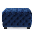 Modern Glam Velvet Ottoman – Button-Tufted Diamond Stitch, Coffee Table & Extra Seating, 29” Square