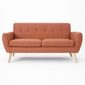 Mid-Century Modern Loveseat with Button-Tufted Waffle Stitch & Tapered Wood Legs – Compact Small-Space Sofa