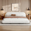 Christopher Knight Home Modern Boucle Upholstered Bed Frame with Thick Padded Headboard & Sturdy Wood-Steel Support
