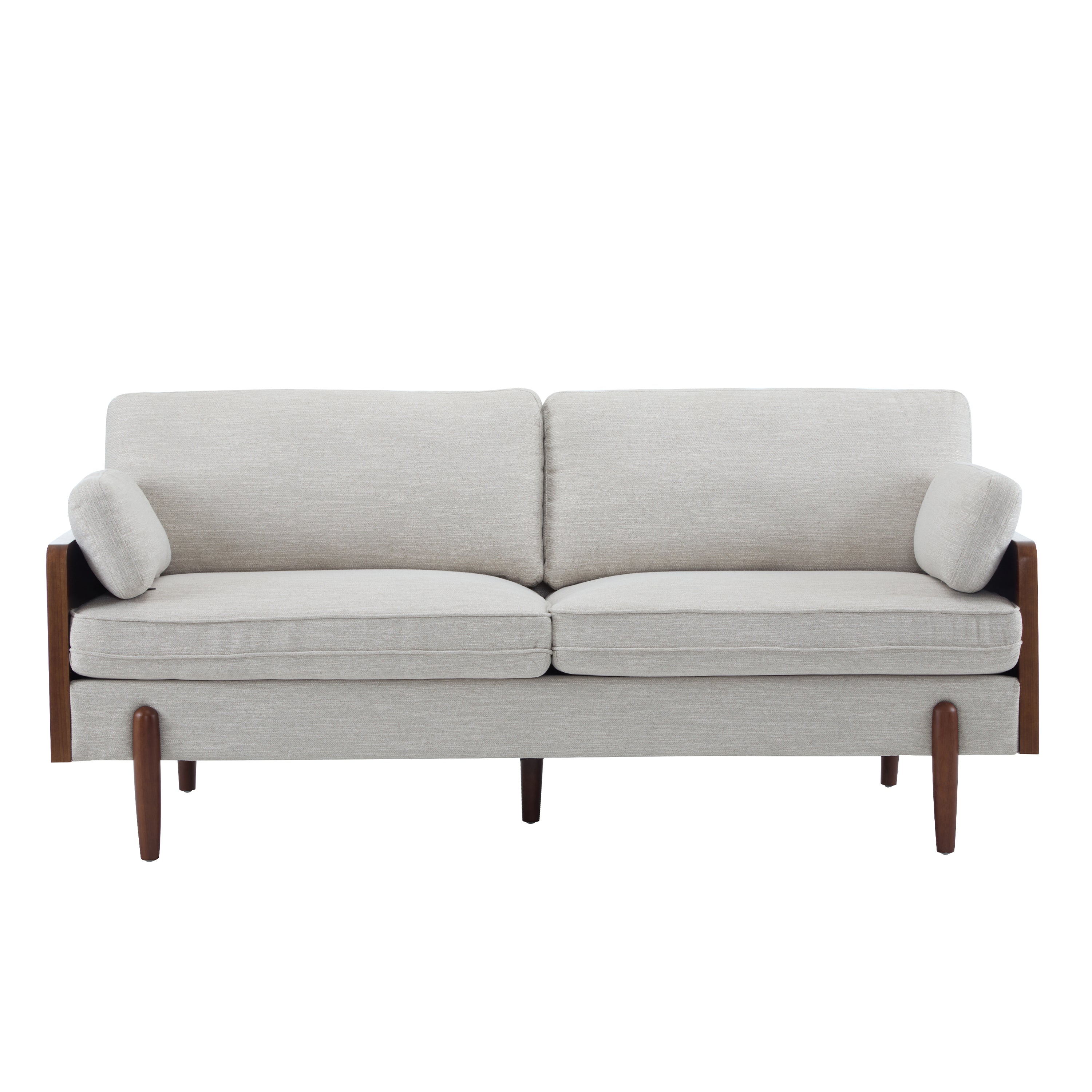 Mid-Century Modern Sofa 71.75" with Wood Sides & Slim Track Arms – Plush Living Room Couch
