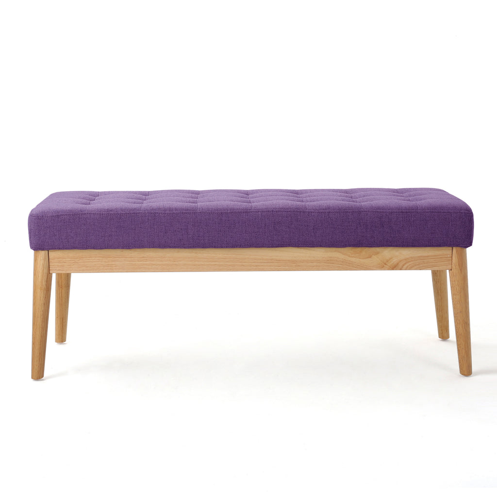 Christopher Knight Home Mid-Century Modern Tufted Upholstered Bench with Birch Wood Legs