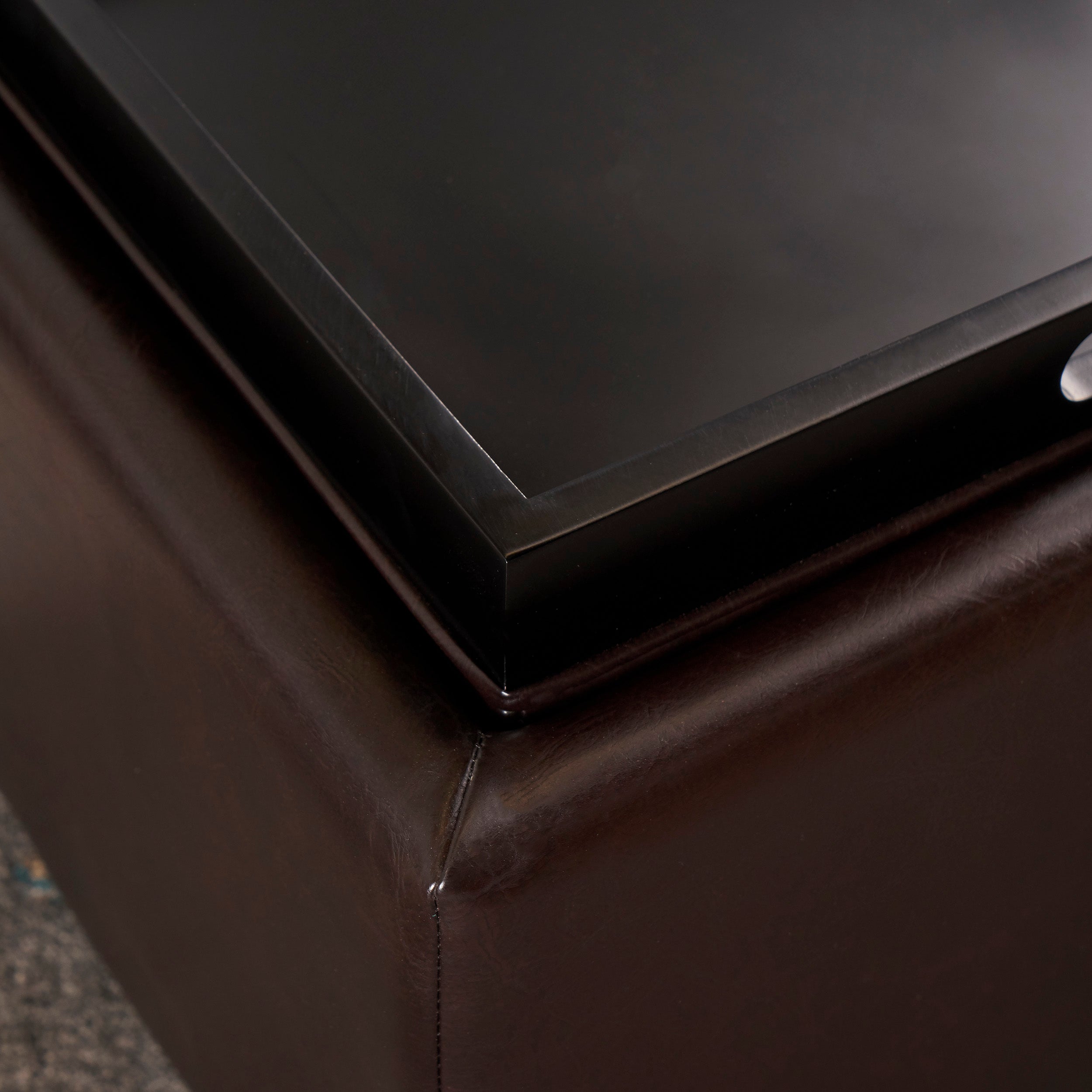 Christopher Knight Home Brown Leather Tray Storage Ottoman – Rectangular Coffee Table Bench with Hidden Storage