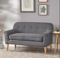 Modern Upholstered Loveseat with Rubberwood Legs – Compact 2-Seater Sofa