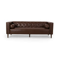 Contemporary Sofa with Diamond Tufting & Wood-Like Accents – Deep Seating Modern Upholstered Couch