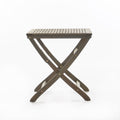 GDFStudio Rabion Outdoor Acacia Wood Folding 25" Bistro Table, Gray