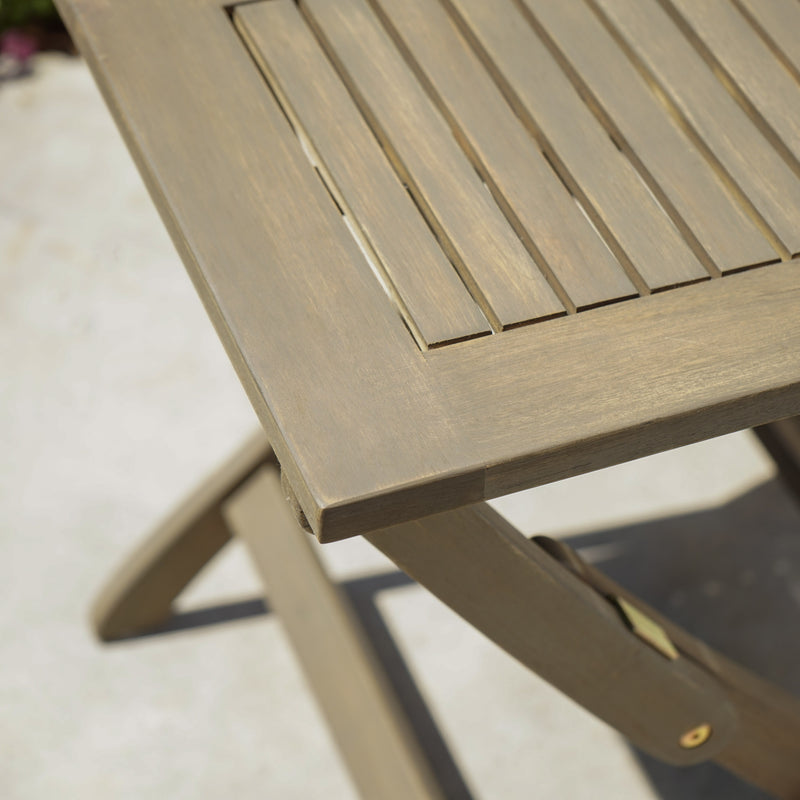 GDFStudio Rabion Outdoor Acacia Wood Folding 25" Bistro Table, Gray