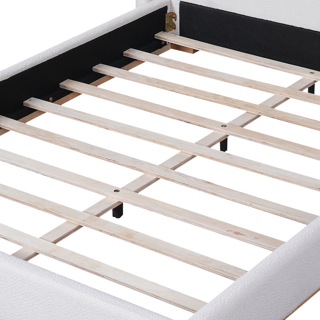 Christopher Knight Home Modern Boucle Upholstered Platform Bed with Solid Wood Base & Wingback Headboard